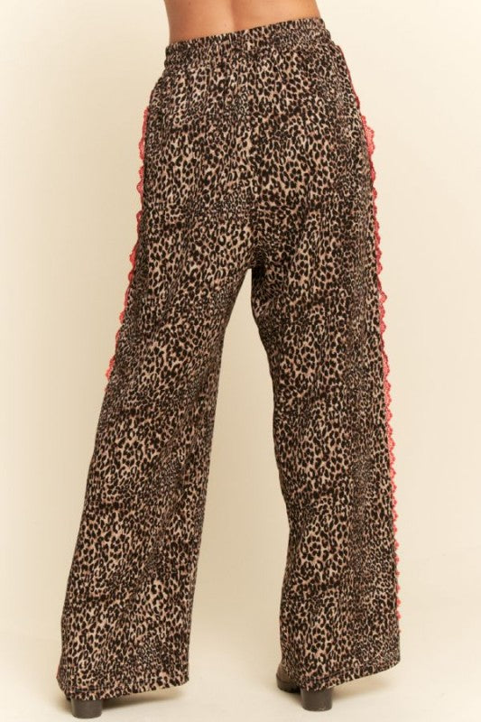 Leopard and lace pants