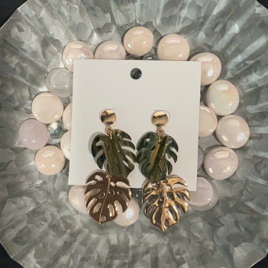 Tropical Leaf Hanging Earrings