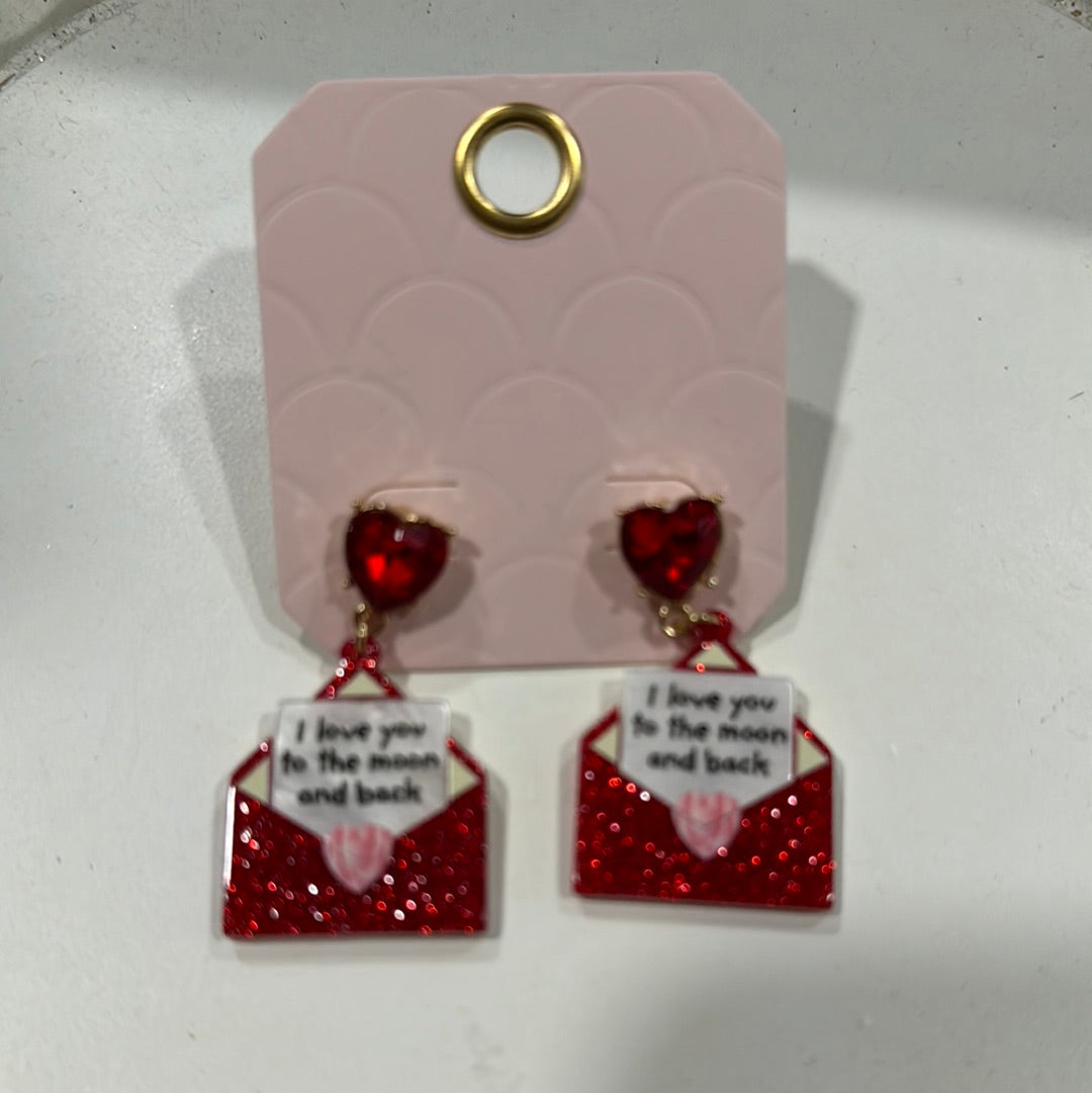 “I love you to the moon and back” earrings