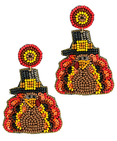 Beaded turkey earrings