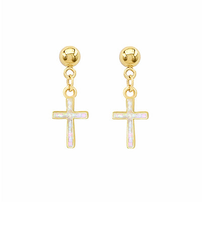 Mother of pearl cross earrings