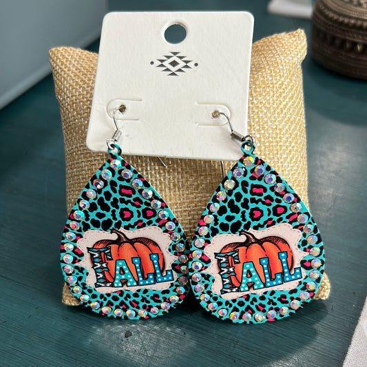 Fall Cheetah Pumpkin Earrings