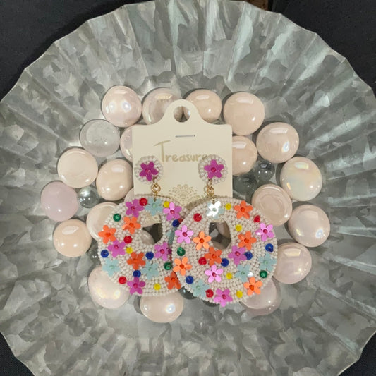 Bright Flower Hoop Earrings