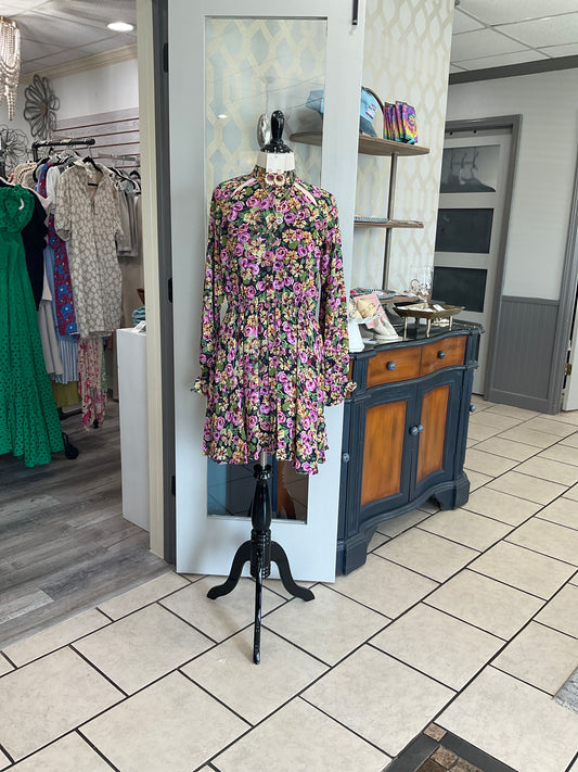 Wooldobby Printed Peekaboo Long Sleeve Dress