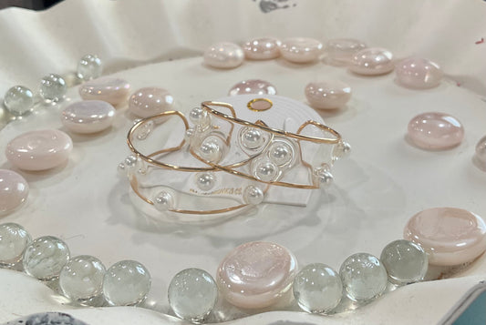 clear and pearl hoops