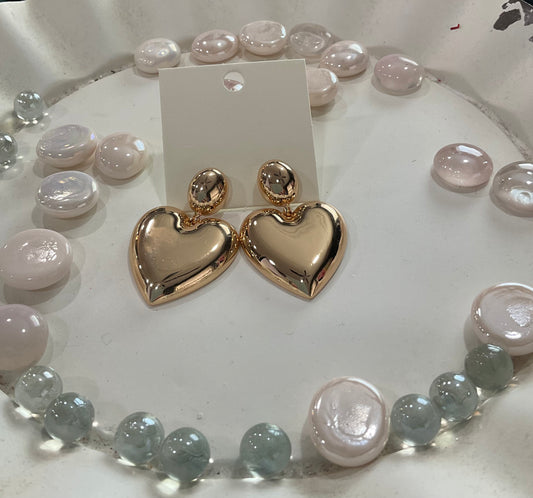 Puffy heart drop earrings