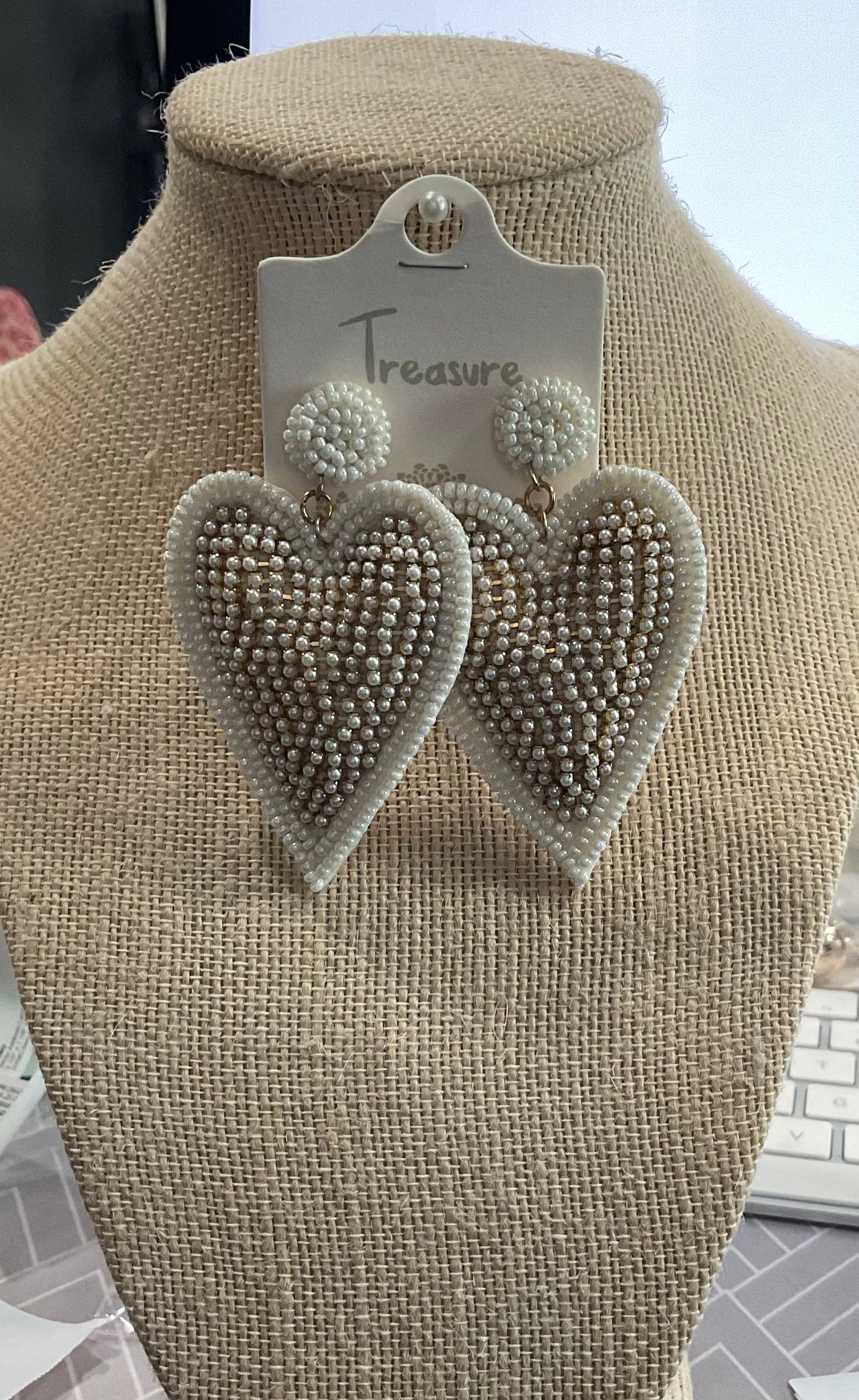 Beaded Heart Dangle Earrings