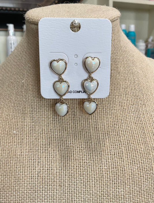 glossy Triple heart earrings