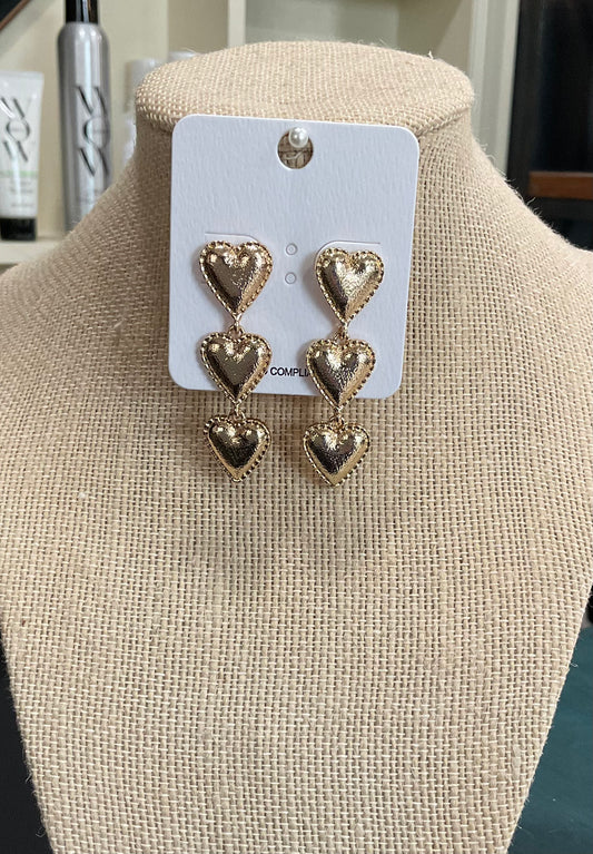 Triple Heart Metal Drop earrings