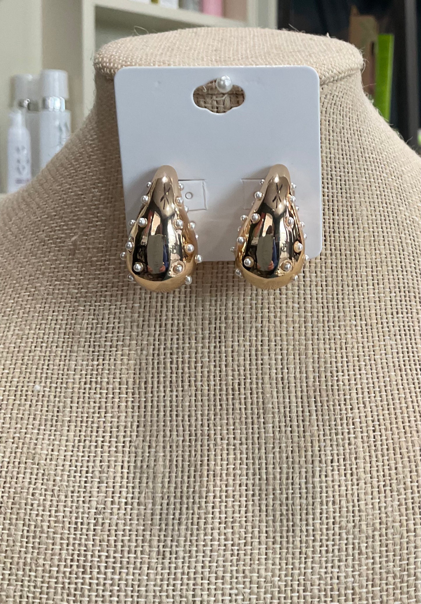Puffy pearl teardrop earrings