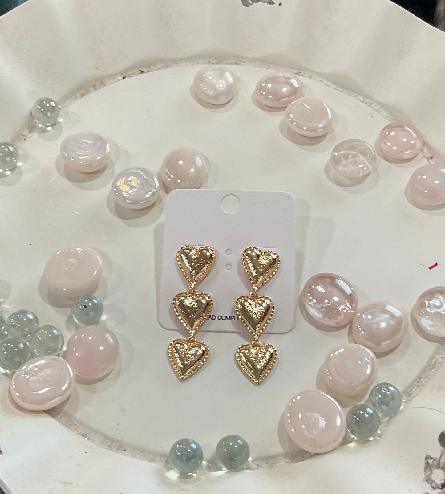 Triple Heart Metal Drop earrings