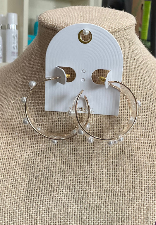 clear and pearl hoops