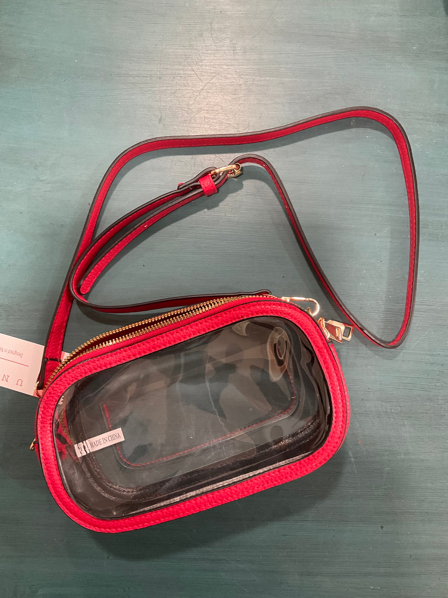 Red acccents Clear Purse