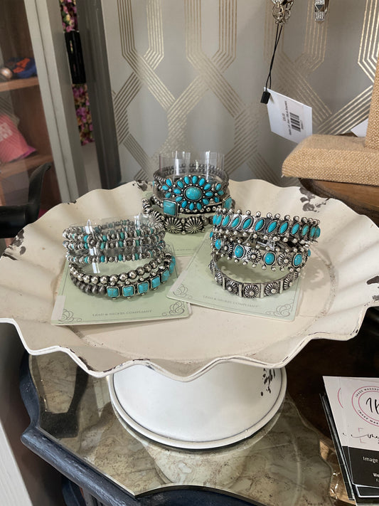 Silver and Blue Bangles