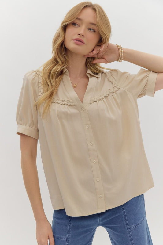 Solid braided trim tee