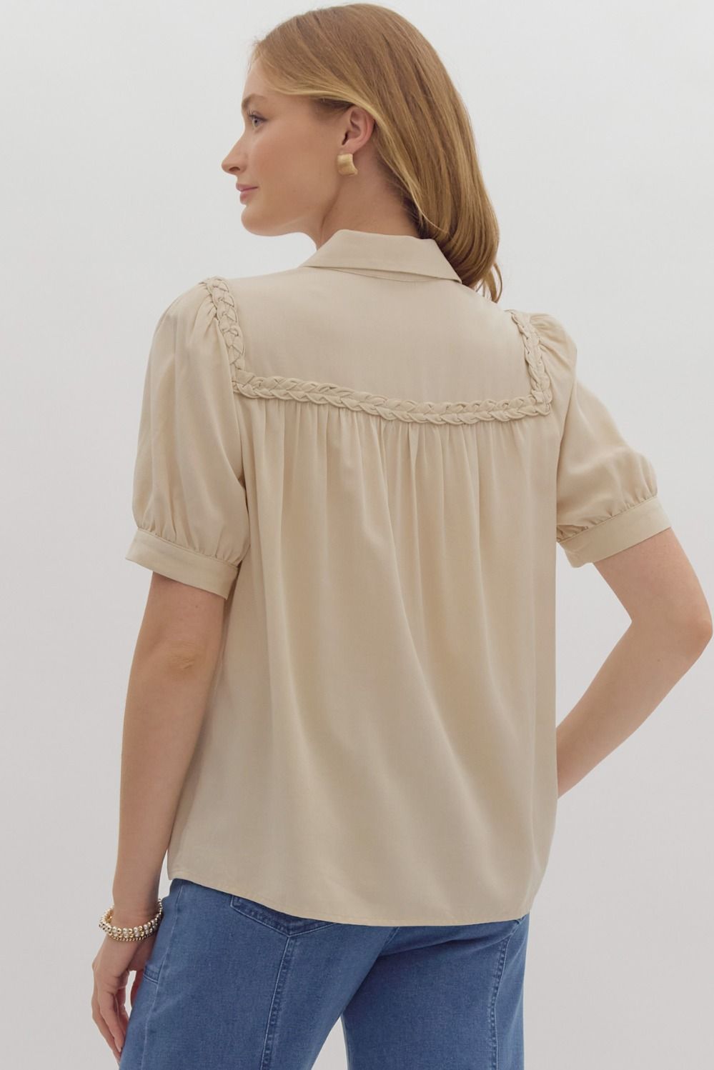 Solid braided trim tee