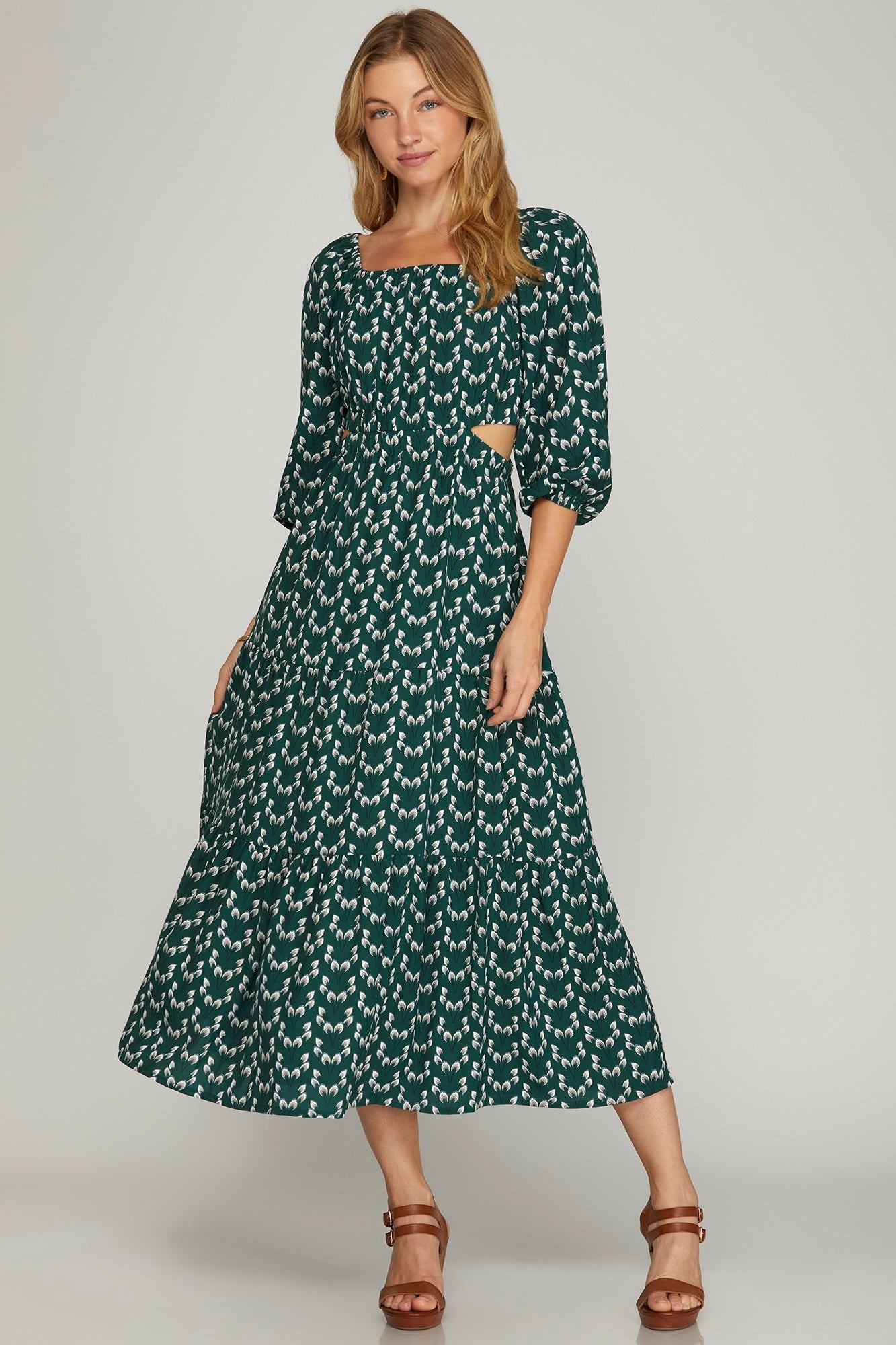 Sea Green Cut Out Midi Dress
