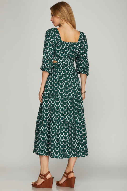 Sea Green Cut Out Midi Dress