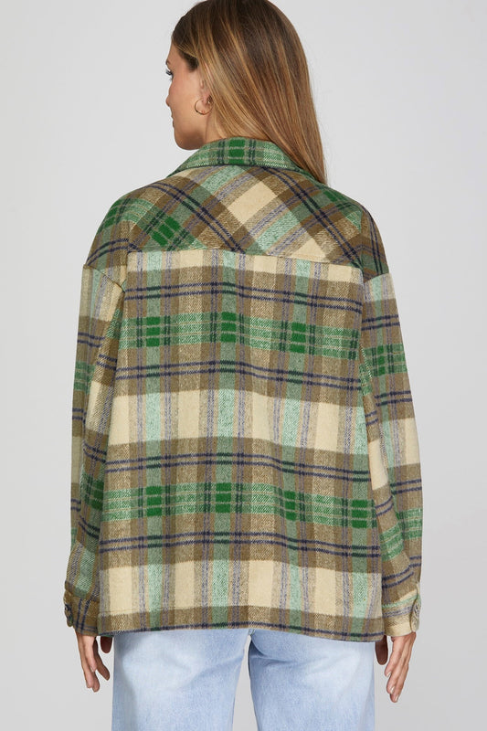Mocha/Green Plaid Shacket
