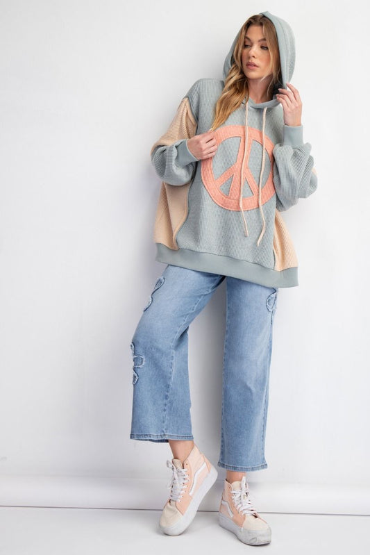 Peace Sign Knit Hoodie