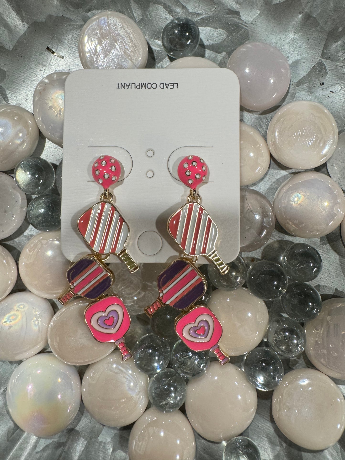 Pickle ball colorful earrings