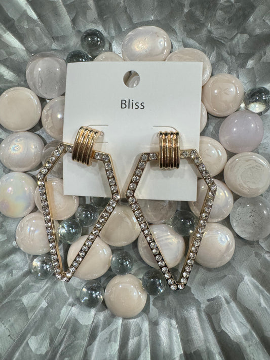 Diamand shape hanging gold earrings