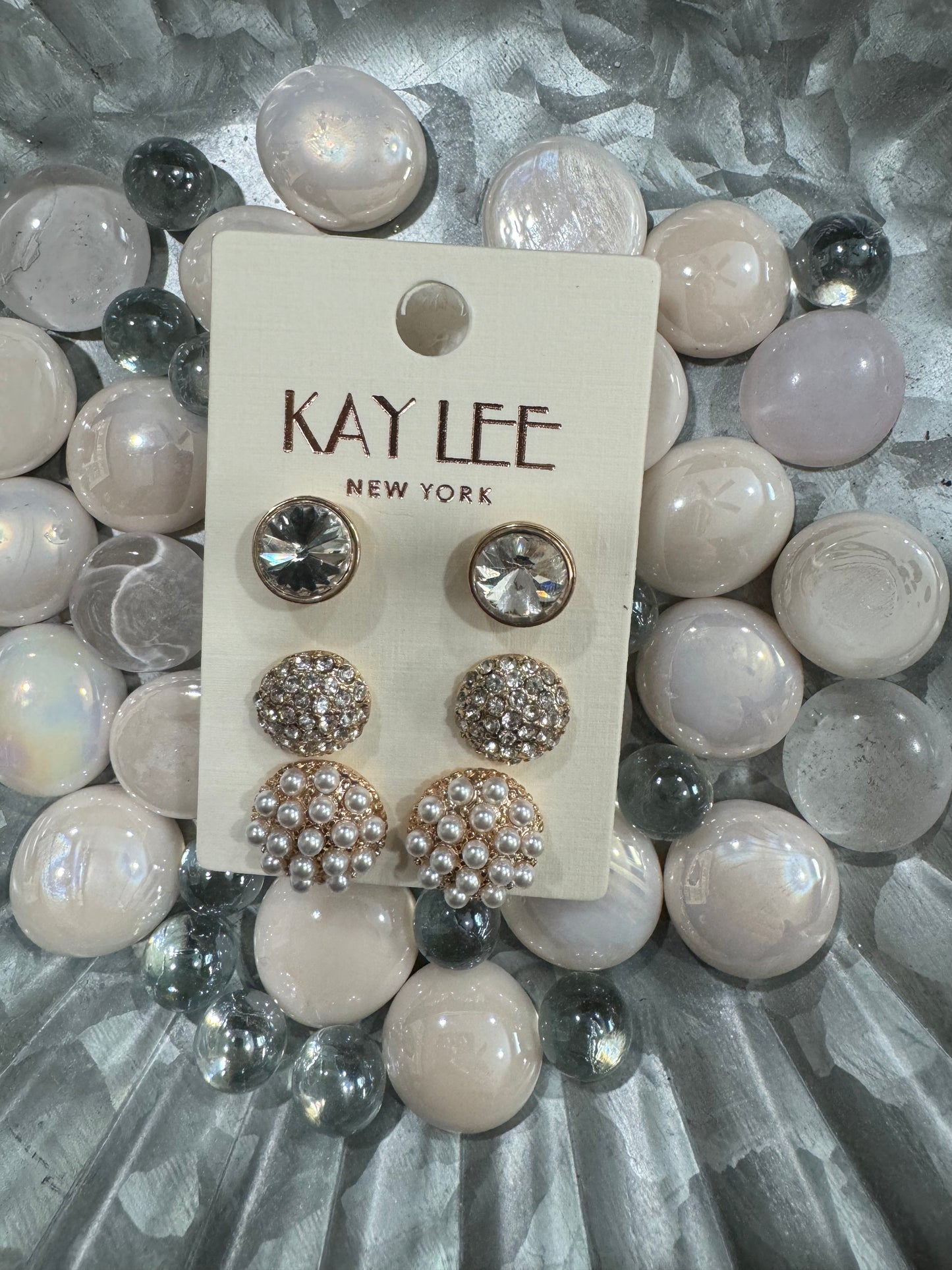 Diamond and pearl earring 3 pack