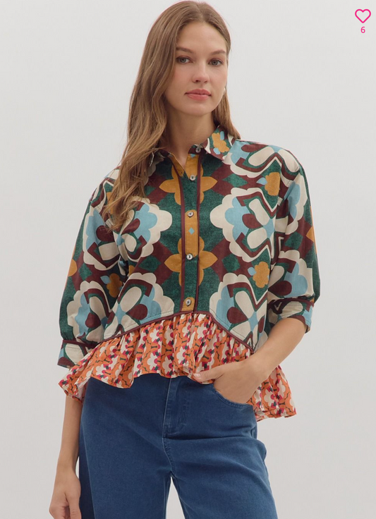 Ruffled printed top