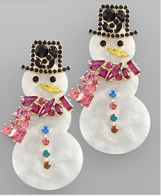 Crystal snowman earrings