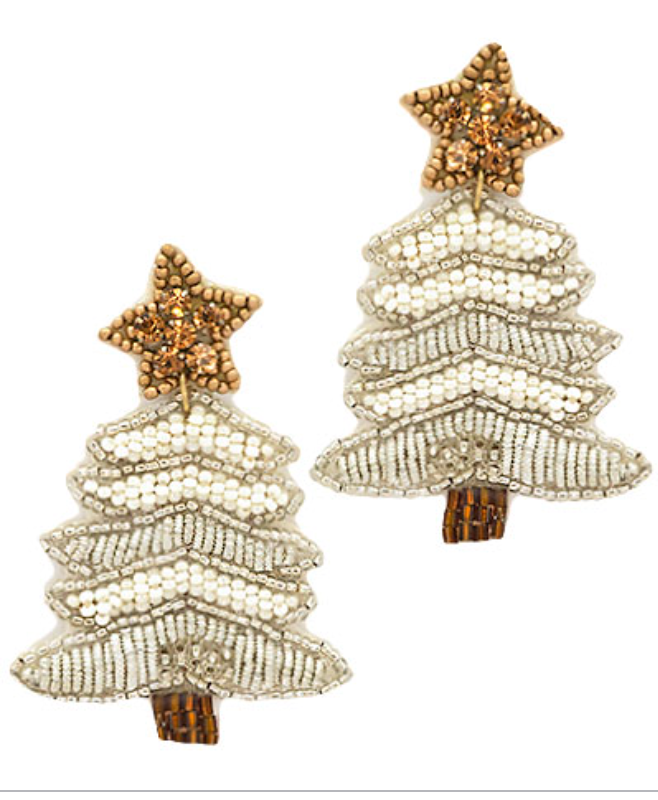 Beaded Christmas Tree Earrings