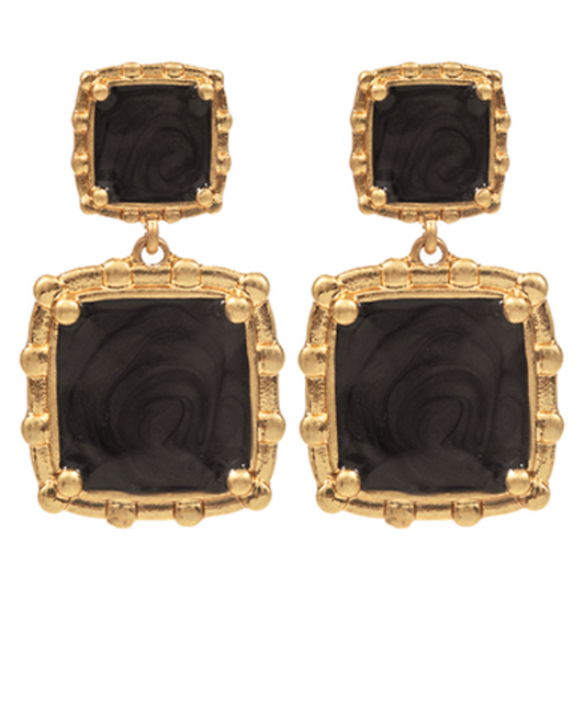 Marble square drop earrings