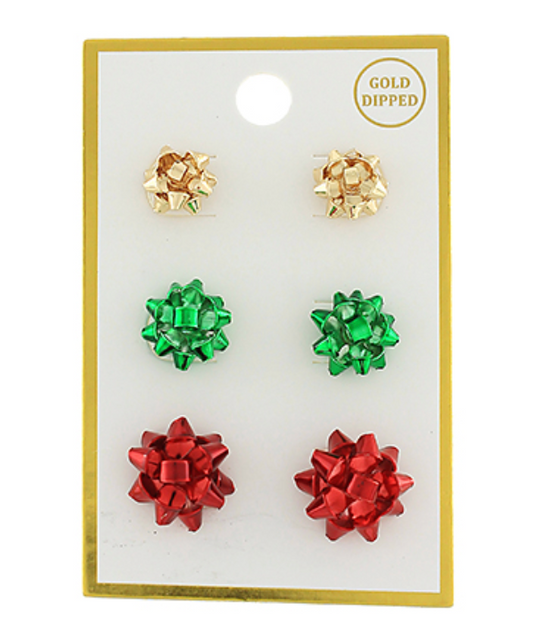 Christmas Bow Stud Set