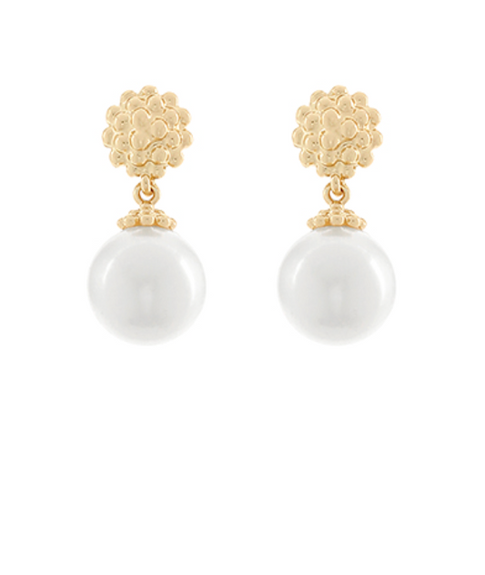 Textured Ball Pearl Dangle Earrings