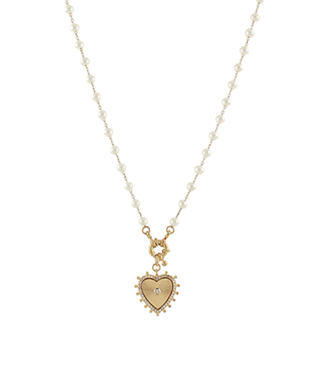 Heart And Pearl Pendent Necklace
