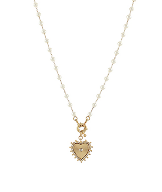 Heart And Pearl Pendent Necklace
