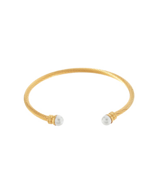 Pearl point open coil bracelet