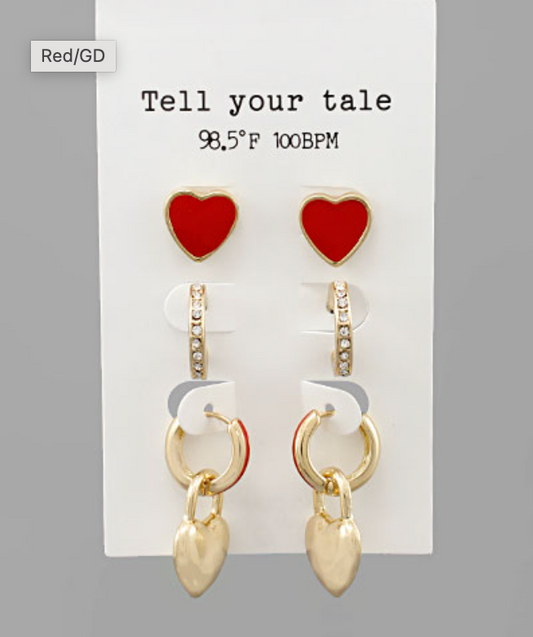 Epoxy heart studs and hoop set