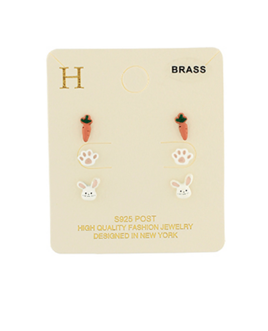 Easter bunny and carrot studs set