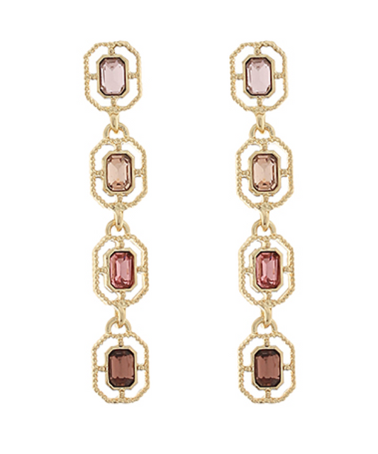 Antique emerald cut glass linear earrings