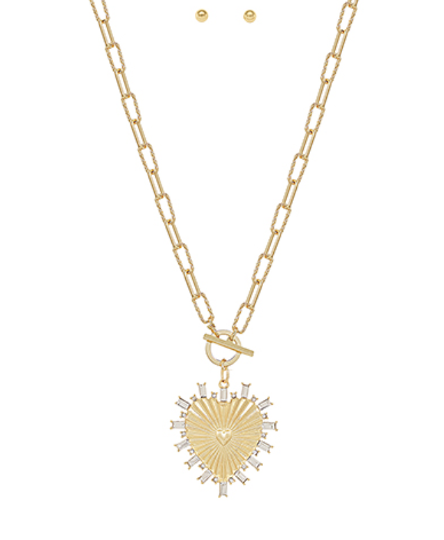 Heart chain necklace set