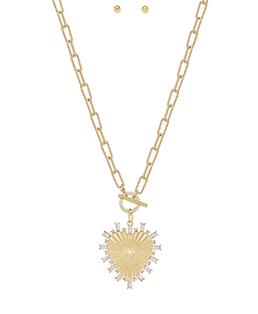 Heart chain necklace set