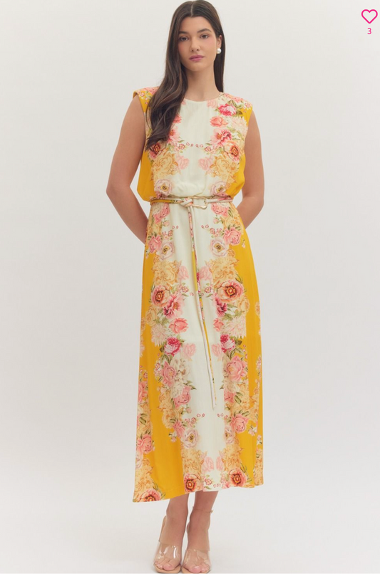Floral tie maxi dress