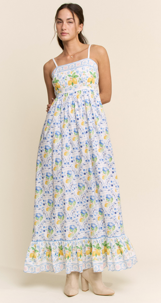 Lemon print Maxi dress