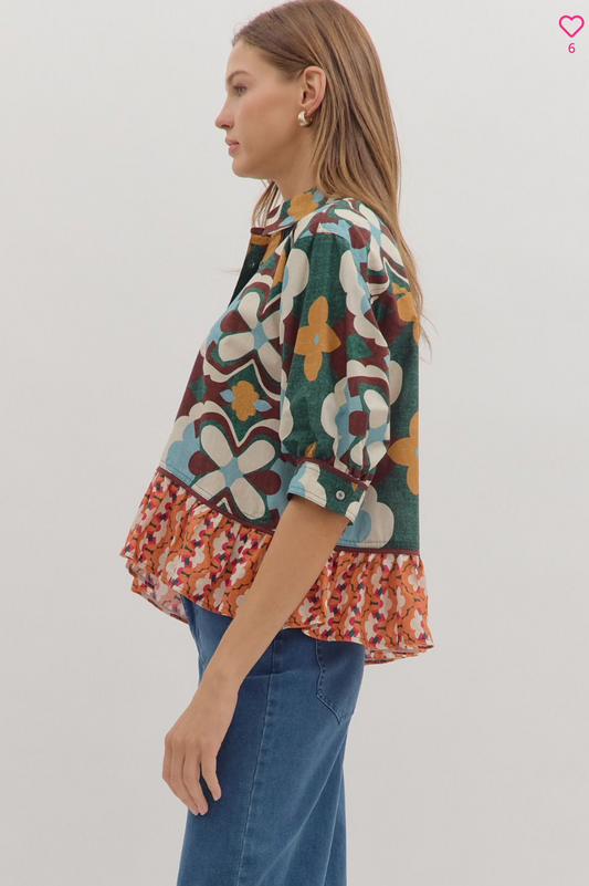 Ruffled printed top