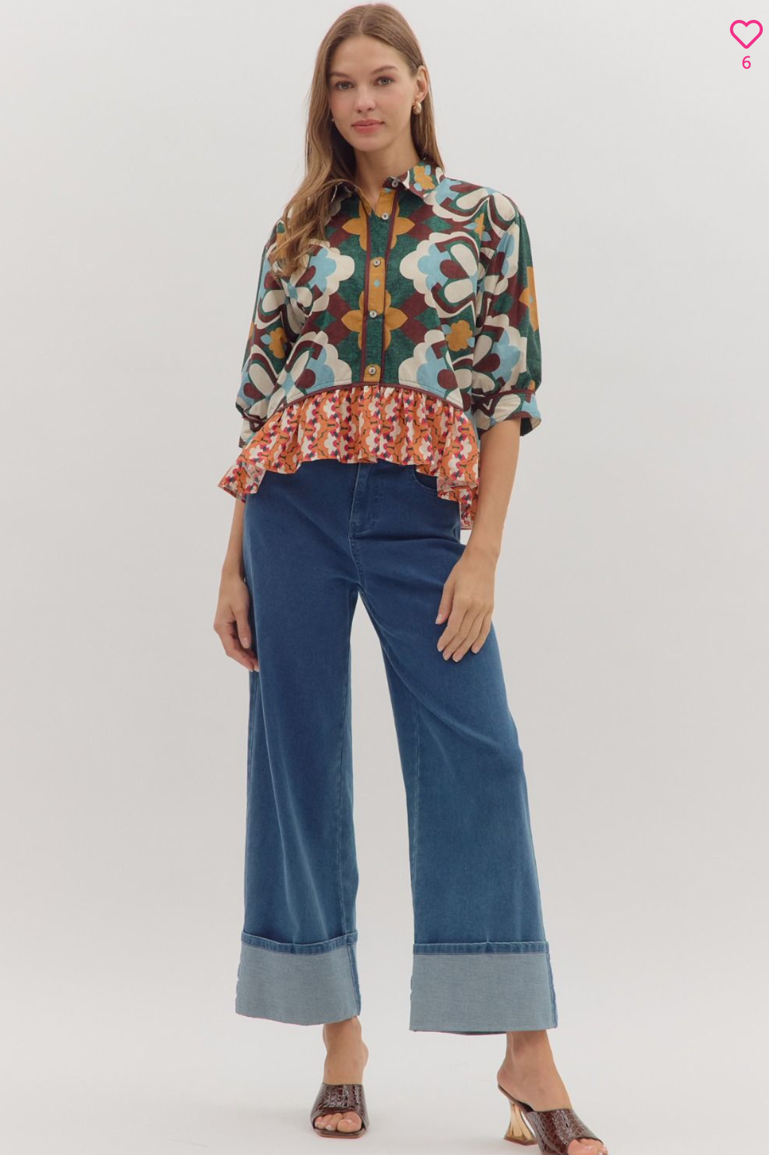 Ruffled printed top