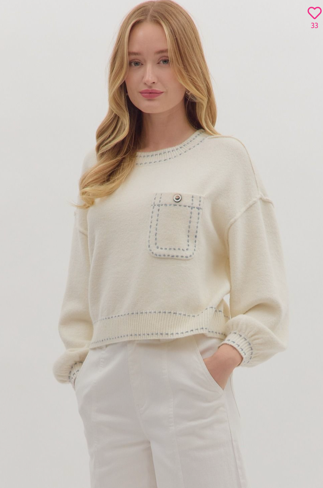 Stitched Long Sleeve Knit Top