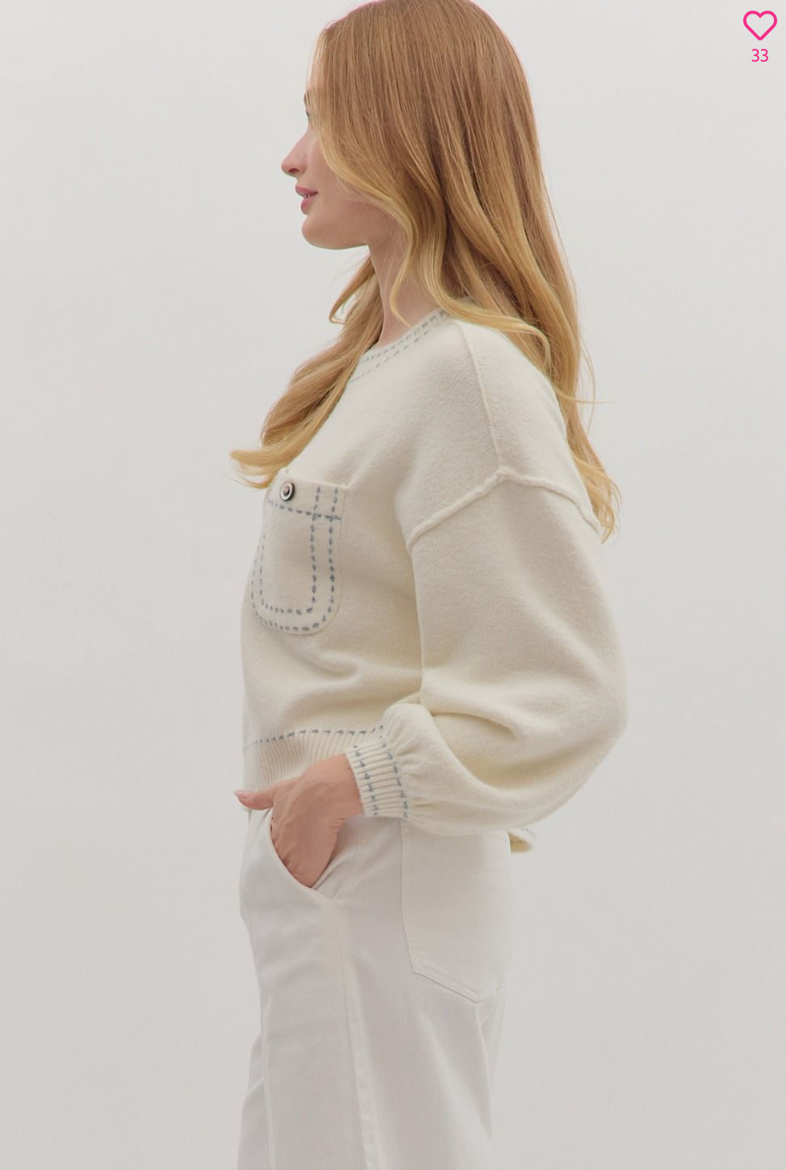 Stitched Long Sleeve Knit Top
