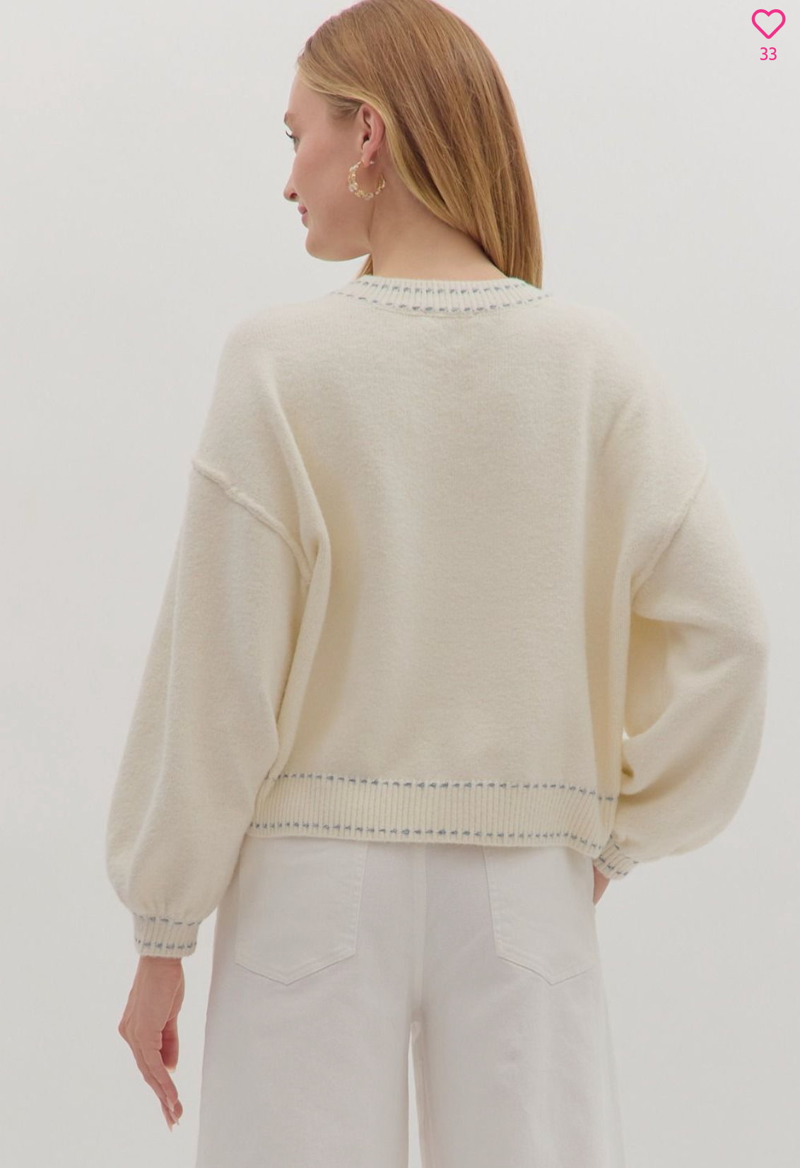 Stitched Long Sleeve Knit Top
