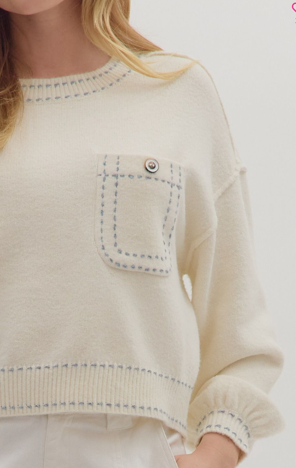 Stitched Long Sleeve Knit Top