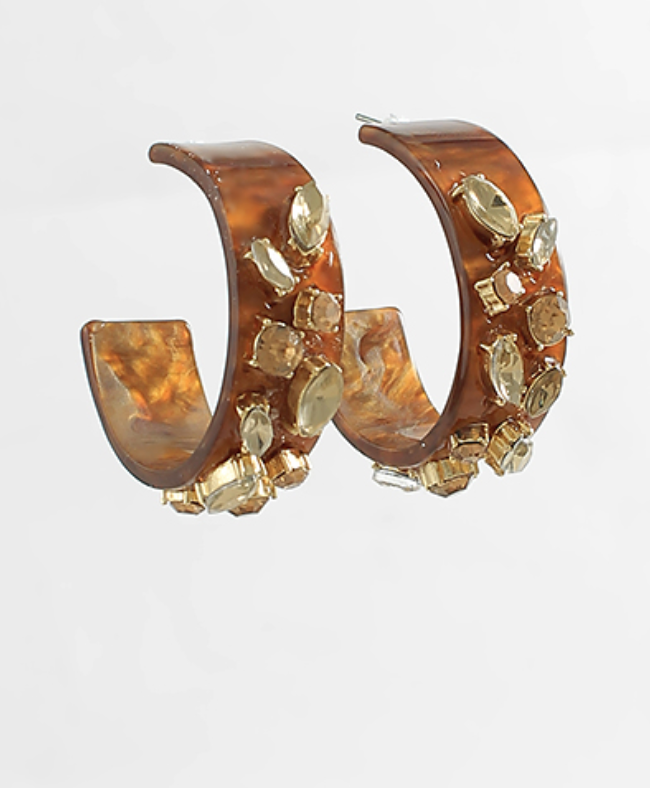 Glass Stone Hoops